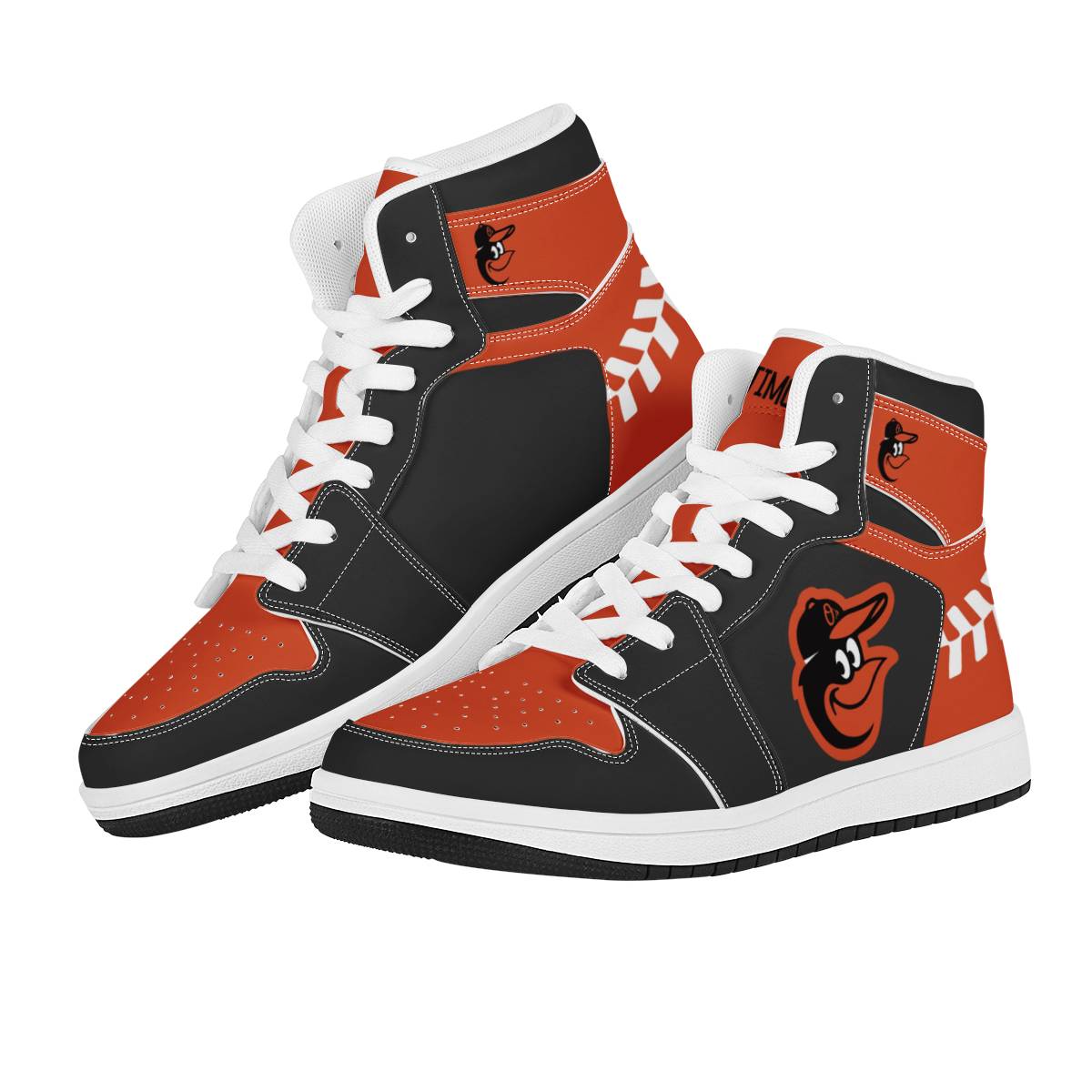 Women's Baltimore Orioles High Top Leather AJ1 Sneakers 001
